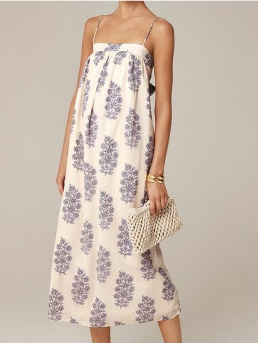 J.crew Floaty Midi Dress Block-print Cotton Voile Size Medium Purple Floral